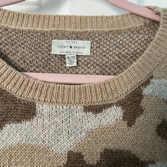 Lucky Brand Tan Camo Sweater XL - Picture 4 of 5